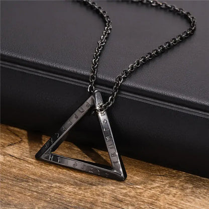 ZORCVENS-Collier pendentif triangle en acier inoxydable vintage pour hommes, colliers de présidence viking nordique, amulette mn, bijoux punk masculins, cadeaux