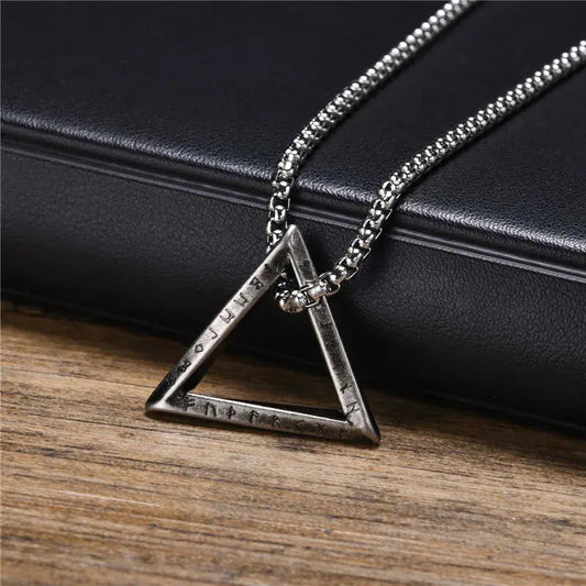 ZORCVENS-Collier pendentif triangle en acier inoxydable vintage pour hommes, colliers de présidence viking nordique, amulette mn, bijoux punk masculins, cadeaux