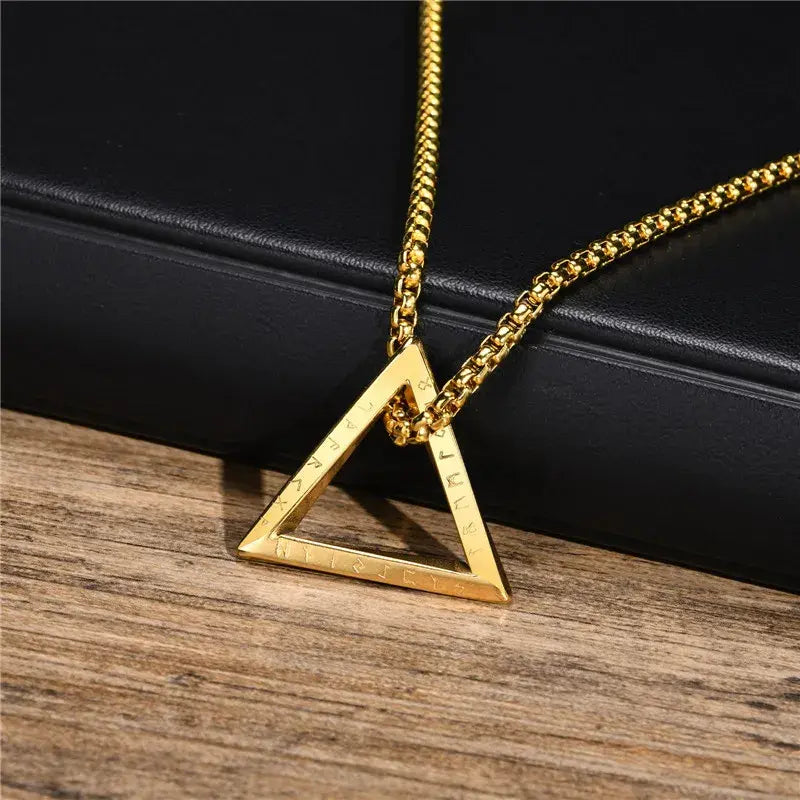 ZORCVENS-Collier pendentif triangle en acier inoxydable vintage pour hommes, colliers de présidence viking nordique, amulette mn, bijoux punk masculins, cadeaux